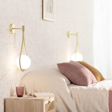 Wandlamp Zirvano metaal en glas, zijaanzicht