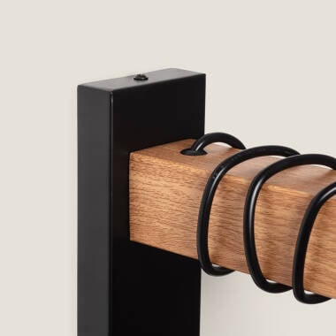 Wandlamp Oltravo zwart, ijzer en hout (afbeelding 4)