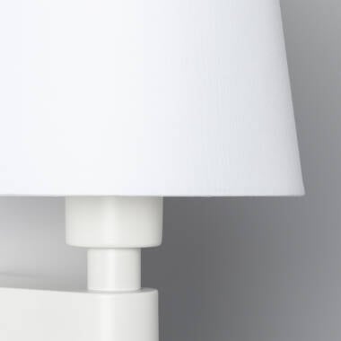 Wandlamp Miltaro wit, metaal en stof (afbeelding 5)