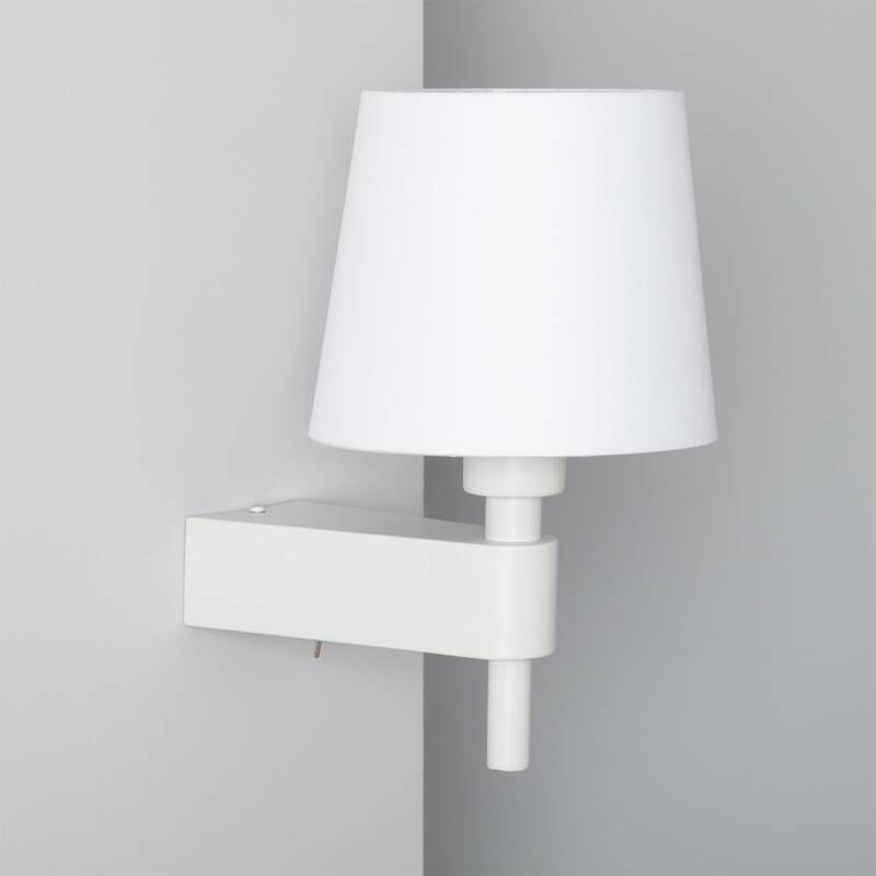Wandlamp Miltaro in wit met textielen lampenkap
