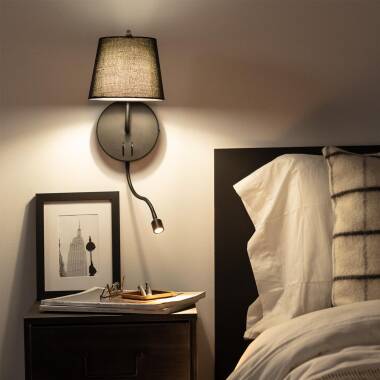Wandlamp Wildaro metaal en stof, zijaanzicht