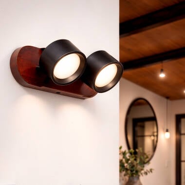 Wandlamp Fostaro met twee richtbare spots, vooraanzicht
