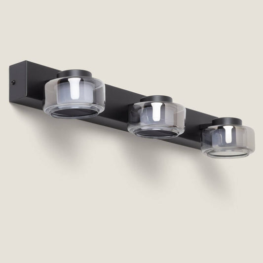 Zwarte wandlamp Glimaro van metaal en glas met LED van 12 W
