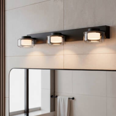 Wandlamp Glimaro metaal en glas, vooraanzicht