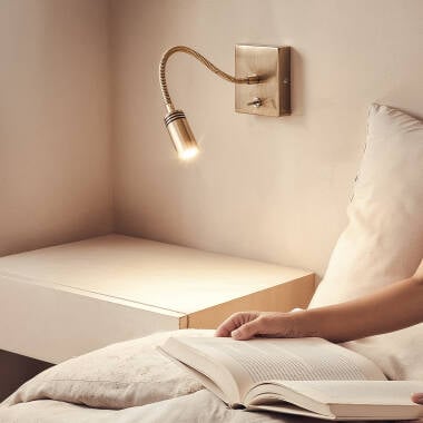 Wandlamp Nolvivo goud met USB poort (afbeelding 2)