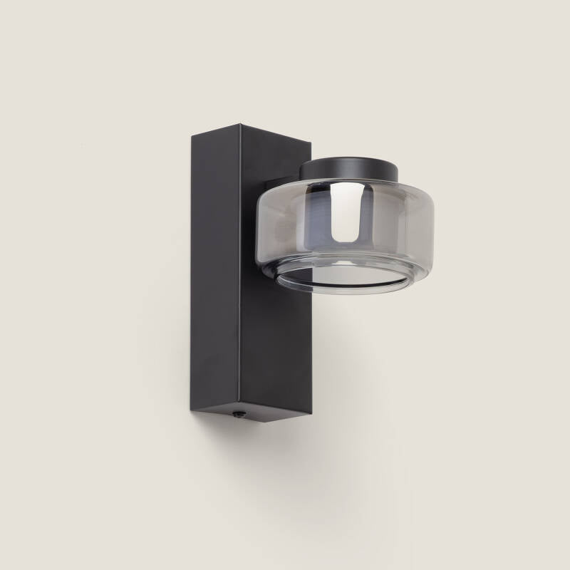 Compacte zwarte wandlamp Faldano van metaal en glas met LED
