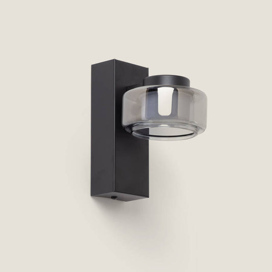Compacte zwarte wandlamp Faldano van metaal en glas met LED