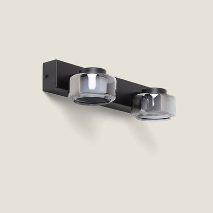 Langwerpige zwarte wandlamp Gladivo van metaal en glas met LED