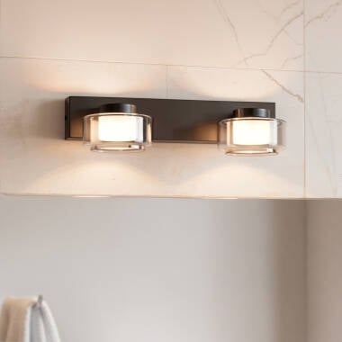 Wandlamp Gladivo metaal en glas, vooraanzicht