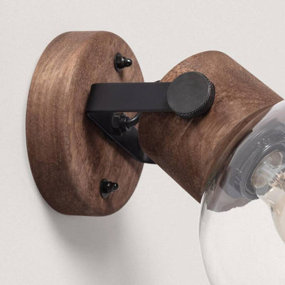 Wandlamp Gendavo hout en glas, zijaanzicht
