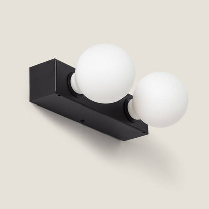 Wandlamp Bostaro zwart metaal met twee spots