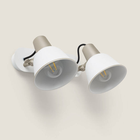 Wandlamp Amblano wit metaal met twee spots