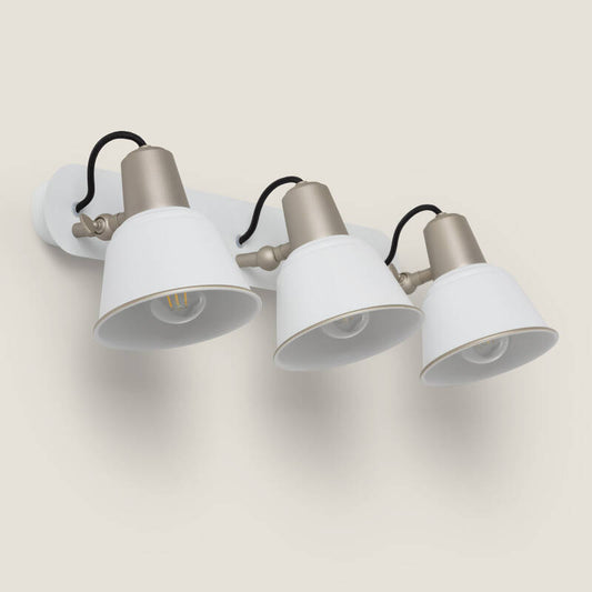 Wandlamp Danivo wit metaal met drie spots