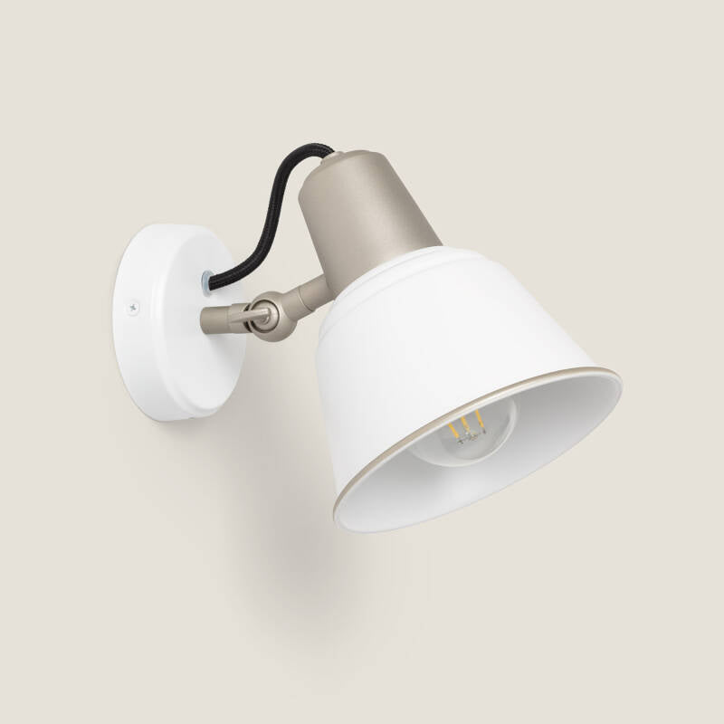 Wandlamp Domavo wit metaal met ronde kap