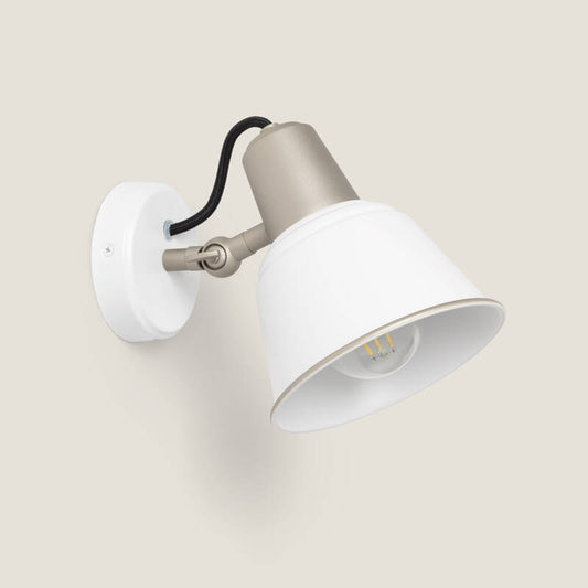 Wandlamp Domavo wit metaal met ronde kap