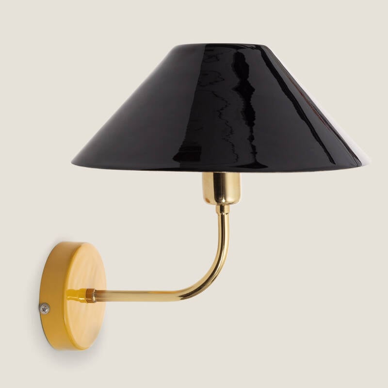 Wandlamp Ircavo van geel metaal