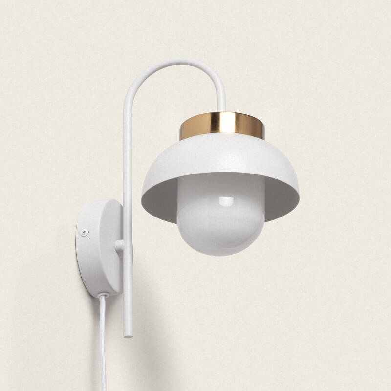 Wandlamp Umbraro in wit metaal met glazen kap