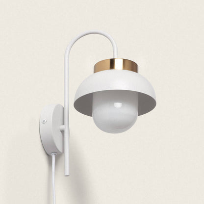 Wandlamp Umbraro in wit metaal met glazen kap
