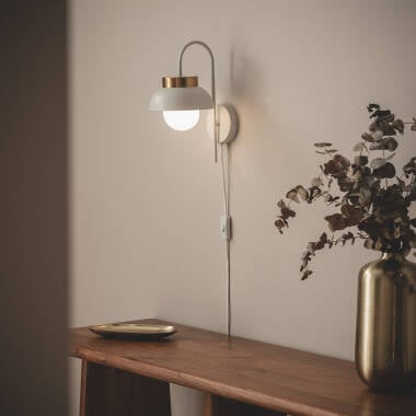 Wandlamp Umbraro wit metaal, zijaanzicht