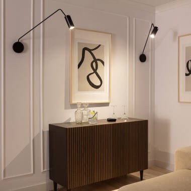 Wandlamp Voltano zwart metaal, zijaanzicht