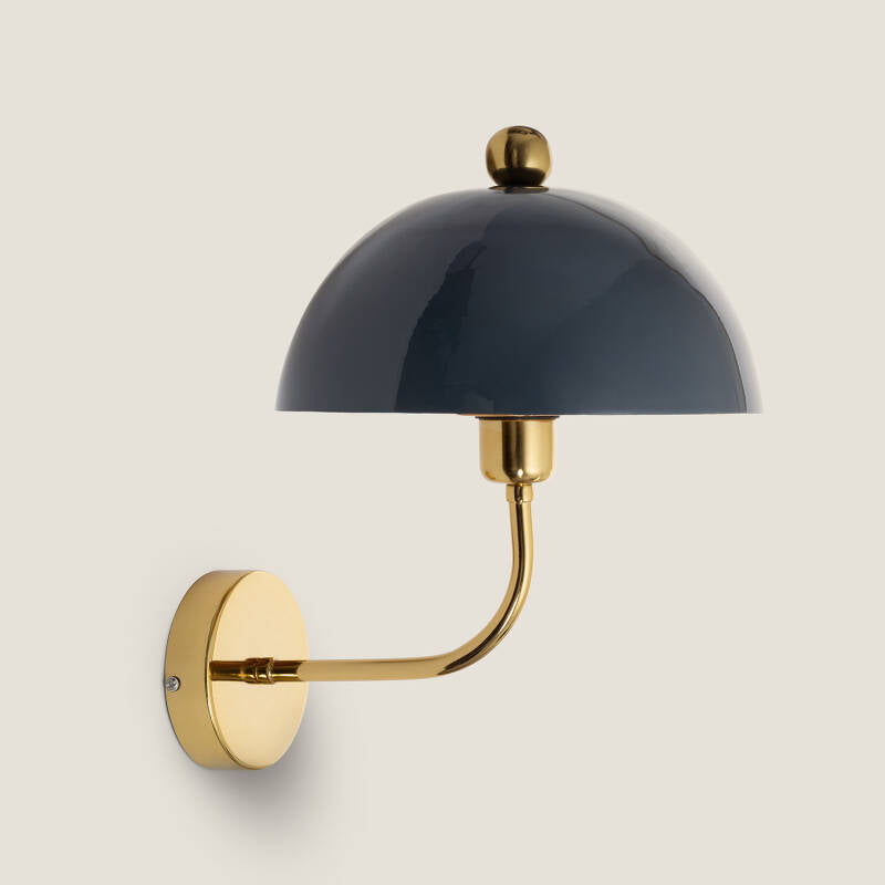 Wandlamp Jusmano van blauw metaal met ronde kap