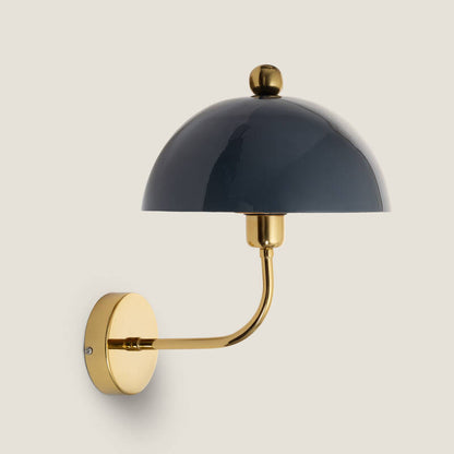 Wandlamp Jusmano van blauw metaal met ronde kap