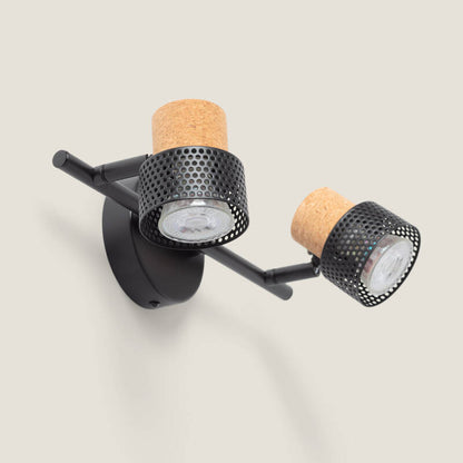 Wandlamp Nestavo in zwart met twee verstelbare spots