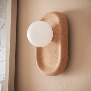 Wandlamp Pelmaro naturel, kurk en metaal (afbeelding 2)