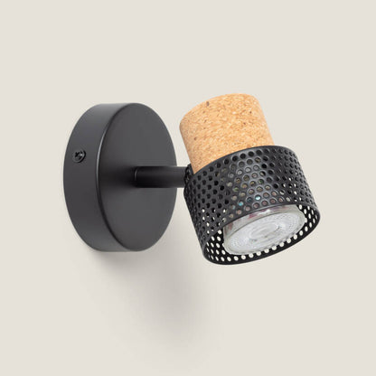 Wandlamp Muldivo in zwart met kurken detail