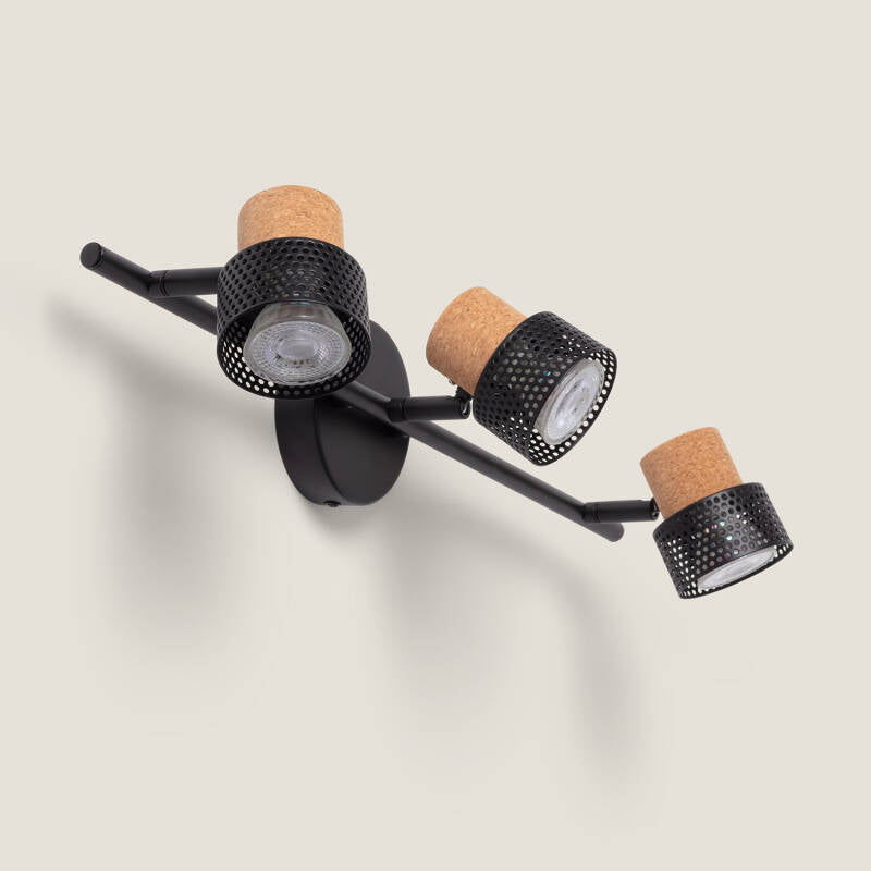 Wandlamp Orbaro in zwart met drie richtbare spots