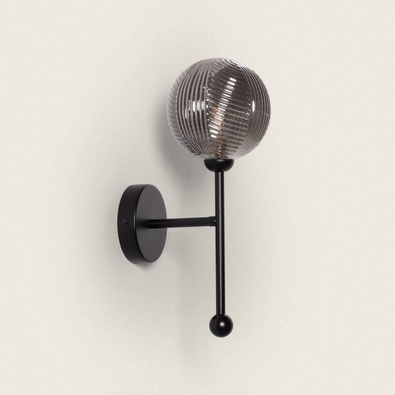Wandlamp Kembaro van metaal met rookgrijs glas
