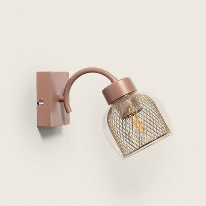 Wandlamp Kordivo van ijzer en glas in zacht roze