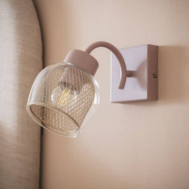 Wandlamp Kordivo zijaanzicht van de glazen kap