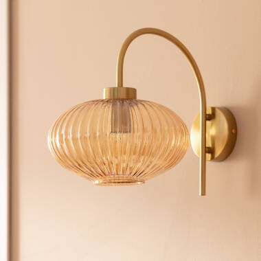 Wandlamp Xeravo metaal en glas, zijaanzicht