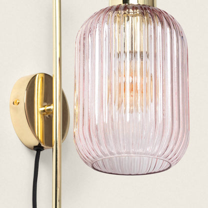 Wandlamp Ximano metaal en glas, zijaanzicht
