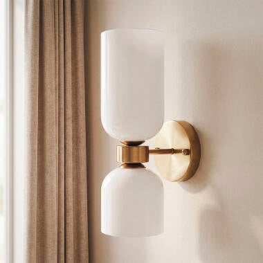 Wandlamp Ulvano opaalglas en metaal, zijaanzicht