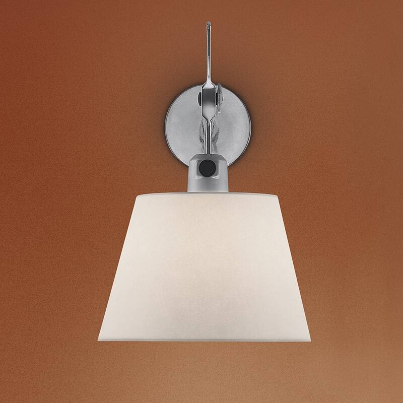 Wandlamp Ombraro van aluminium met beige papieren diffuser