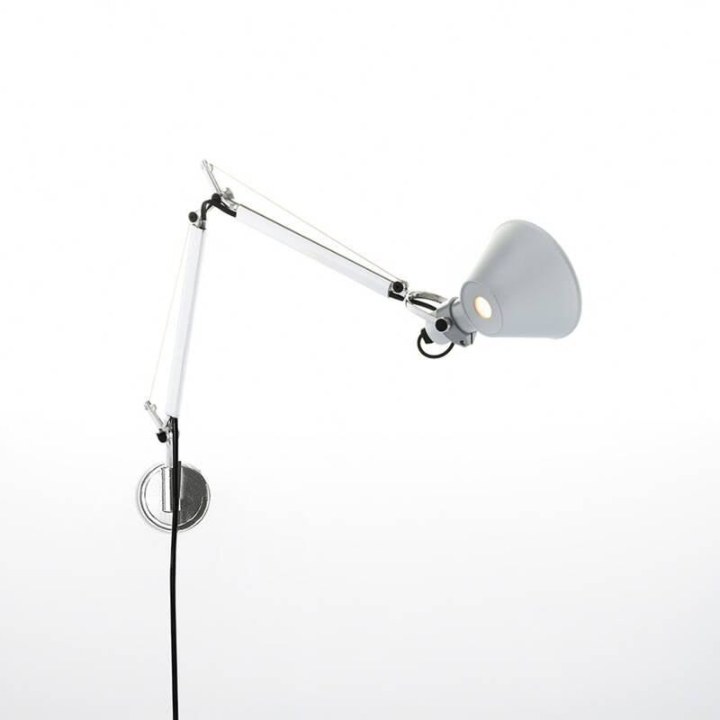 Wandlamp Nevaro van aluminium in zilver met verstelbare arm