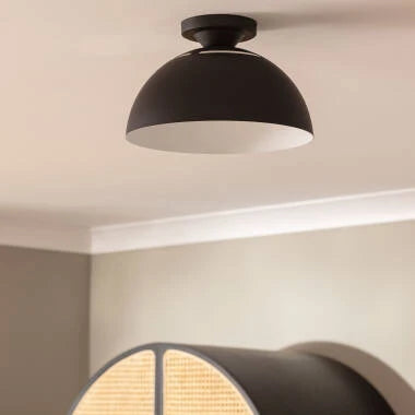 OPLARO koepelvormige plafondlamp van aluminium in zwart, foto 4