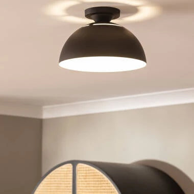 OPLARO koepelvormige plafondlamp van aluminium in zwart, foto 3