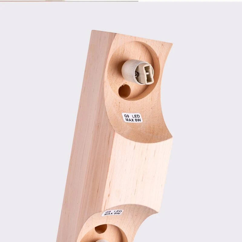 XANTARO plafondlamp van hout en glas in houtkleur, foto 4