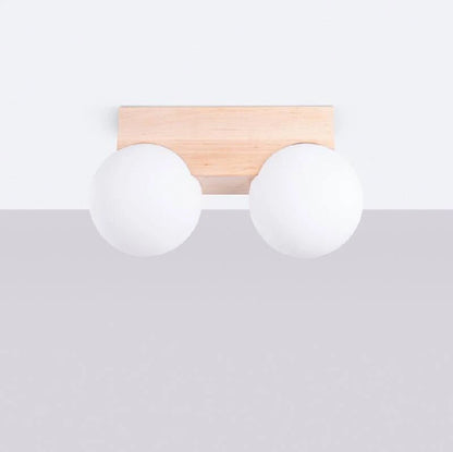 XANTARO plafondlamp van hout en glas in houtkleur