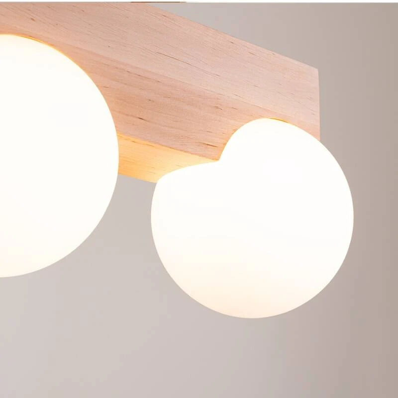 XANTARO plafondlamp van hout en glas in houtkleur, foto 3