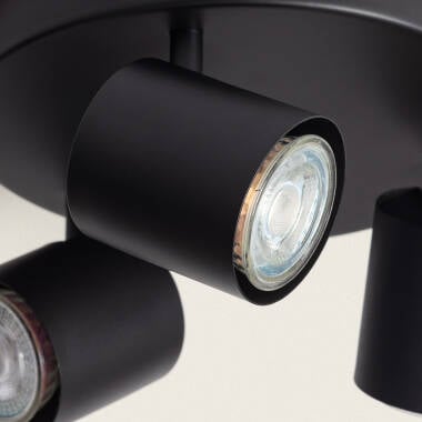 CLONTARO ronde plafondlamp met drie spots in zwart, foto 3