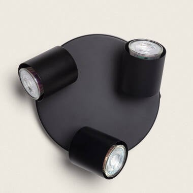 CLONTARO ronde plafondlamp met drie spots in zwart, foto 2