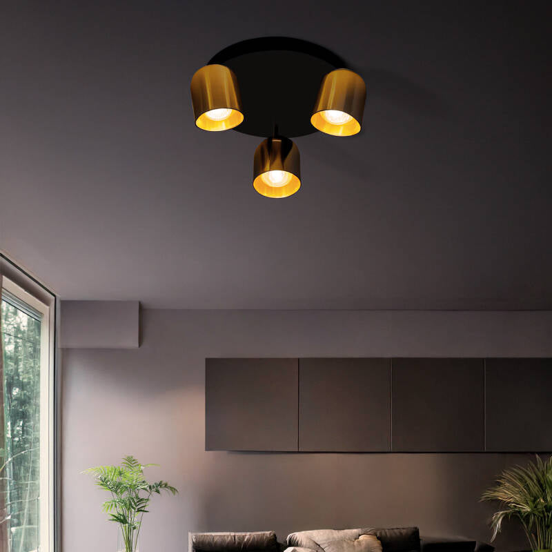 ROMBIVO plafondlamp met drie spots in goud