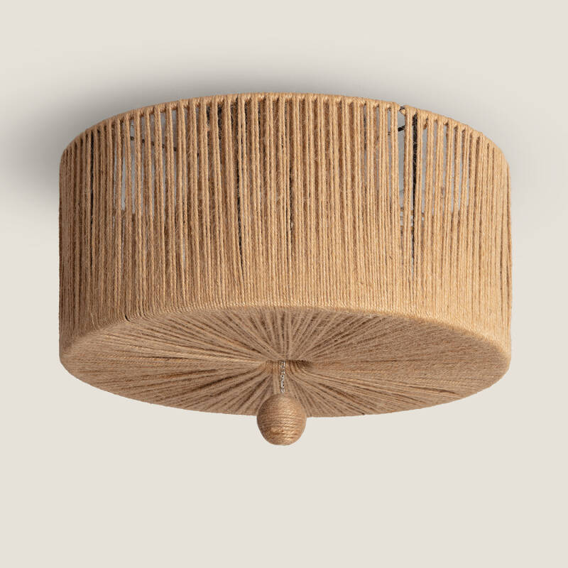 RENSARO plafondlamp omwikkeld met natuurlijk touw 40 cm in natuurlijk