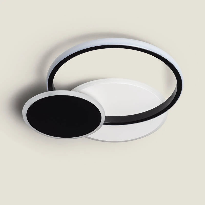 QUENIVO platte LED plafondlamp in wit met zwart