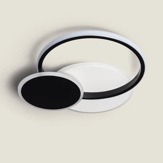 QUENIVO platte LED plafondlamp in wit met zwart