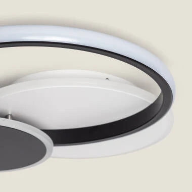 QUENIVO platte LED plafondlamp in wit met zwart, afbeelding 4